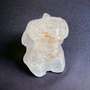 Clear Quartz with Golden Healer Disney Stitch Character‎ Carving